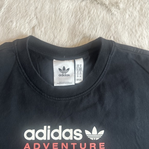 Adidas Adventure men's black graphic t-shirt with Trefoil logo on chest.Size M - Picture 3 of 8